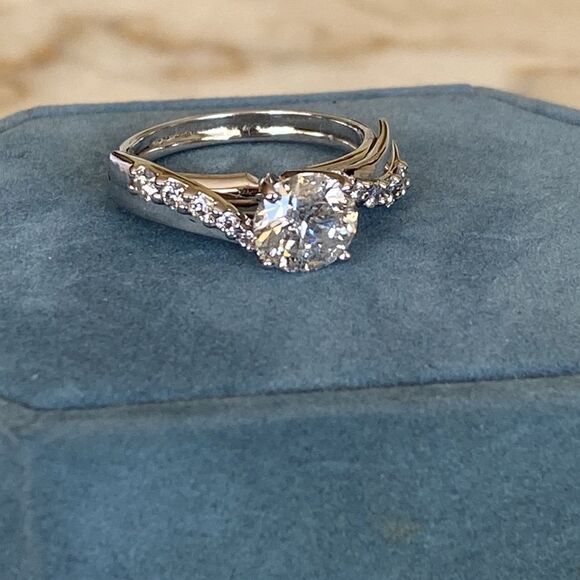 1.50 Carat Natural Diamond 14K White Gold Engagement Ring+Matching Band $14,235 - Picture 4 of 9